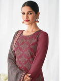 Myra Dusty Maroon and Dusty Grey Real Georgette Palazzo Style Suit