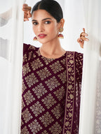 Myra Purple Real Georgette Palazzo Style Suit