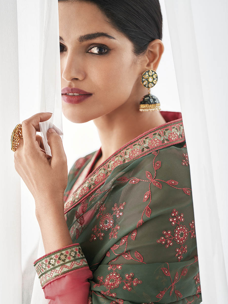 Myra Pink Real Georgette Palazzo Style Suit