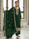 Myra Bottle Green Premium Silk Embroidered Pant Style Suit