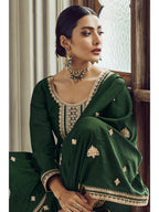 Myra Bottle Green Premium Silk Embroidered Pant Style Suit