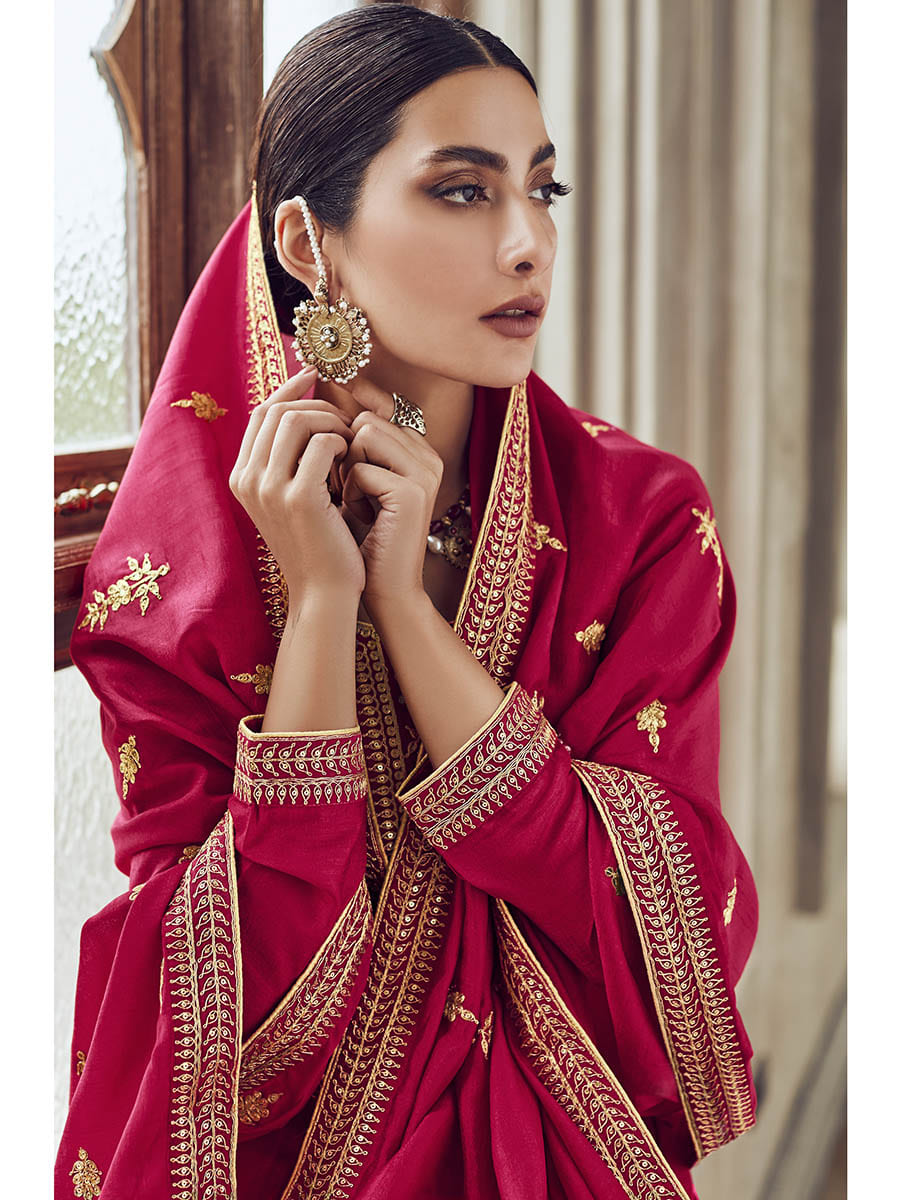 Myra Rani Premium Silk Embroidered Pant Style Suit