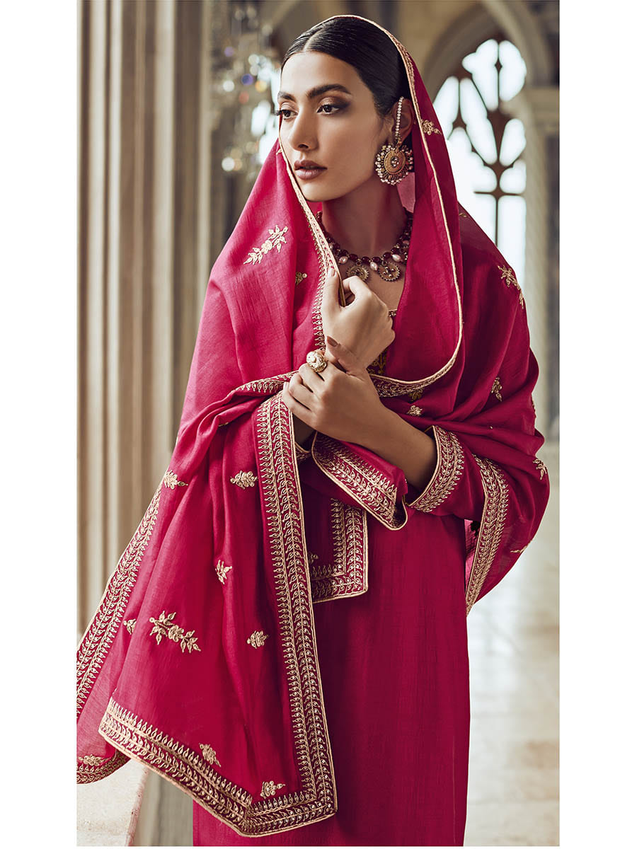 Myra Rani Premium Silk Embroidered Pant Style Suit