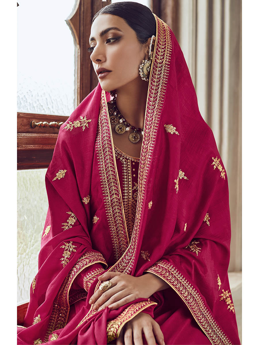 Myra Rani Premium Silk Embroidered Pant Style Suit