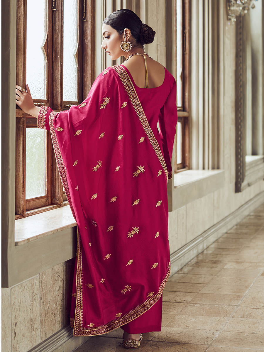 Myra Rani Premium Silk Embroidered Pant Style Suit