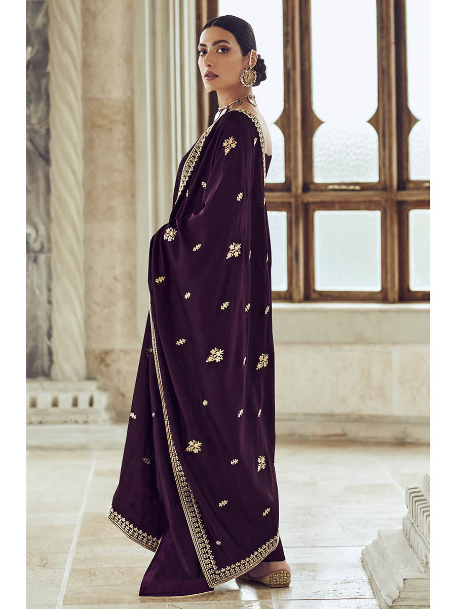 Myra Bringle Blue Premium Silk Embroidered Pant Style Suit