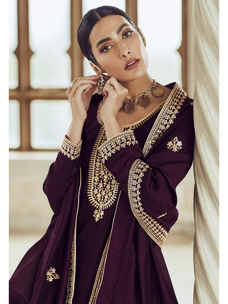 Myra Bringle Blue Premium Silk Embroidered Pant Style Suit