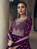 Myra Purple Real Georgette Gharara Style Embroidered Suit