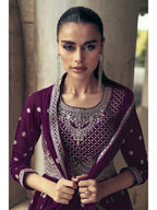 Myra Purple Real Georgette Gharara Style Embroidered Suit
