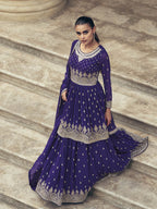 Myra Violet Real Georgette Gharara Style Embroidered Suit