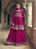 Myra Rani Real Georgette Gharara Style Embroidered Suit