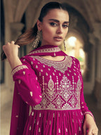 Myra Rani Real Georgette Gharara Style Embroidered Suit