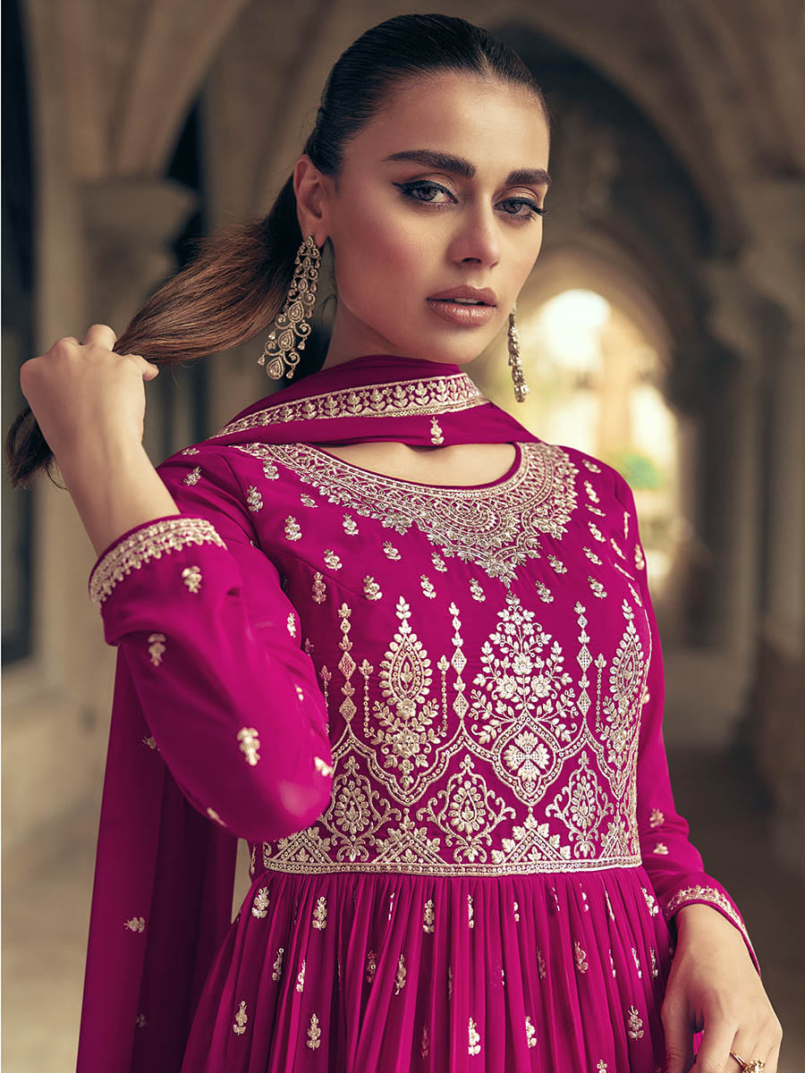 Myra Rani Real Georgette Gharara Style Embroidered Suit