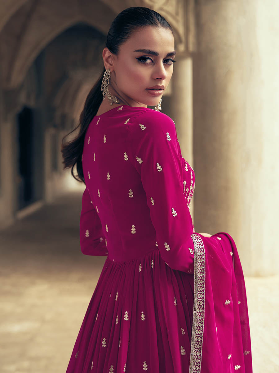 Myra Rani Real Georgette Gharara Style Embroidered Suit