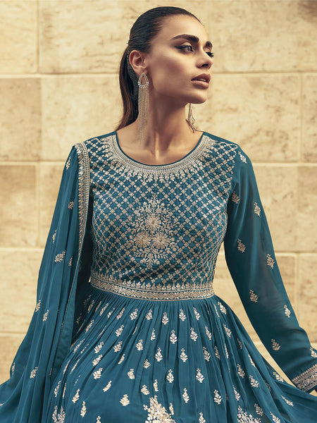 Myra Firozi Real Georgette Gharara Style Embroidered Suit