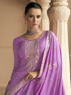 Myra Purple Premium Silk Embroidered Pant Style Suit
