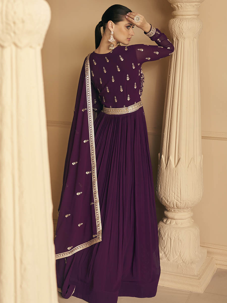 Myra palatinate Georgette Embroidered Designer Palazzo Suit