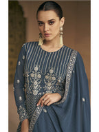 Myra Grey Georgette Embroidered Designer Suit