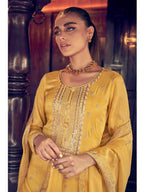 Myra Mustard Yellow Premium Silk Embroidered Suit