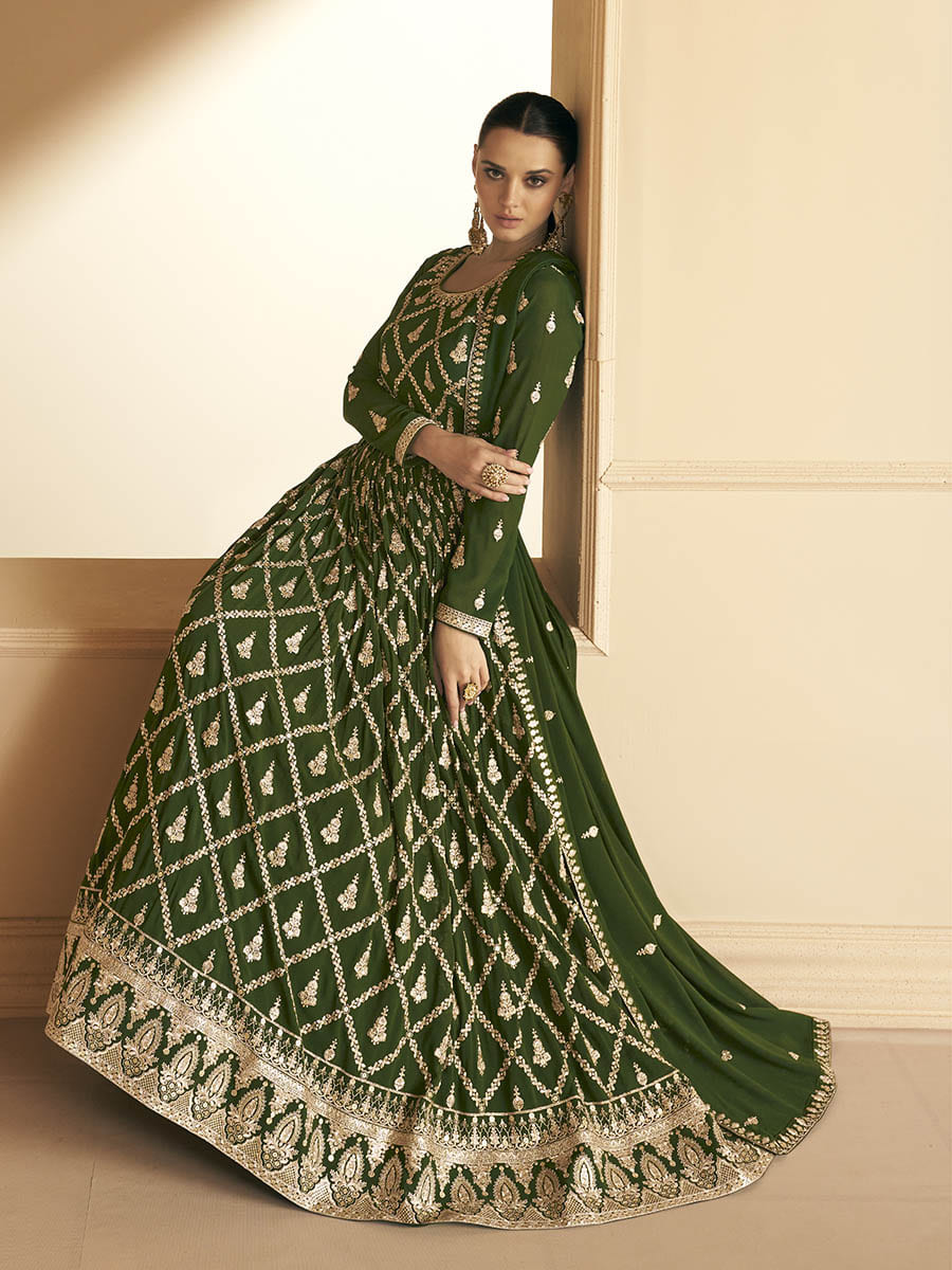 Myra Mehendi Georgette Embroidered Designer Suit