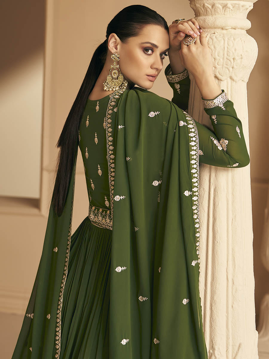Myra Mehendi Georgette Embroidered Designer Suit
