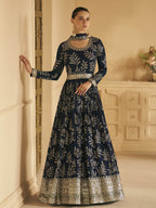 Myra Navy Blue Georgette Embroidered Designer Suit