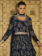 Myra Navy Blue Georgette Embroidered Designer Suit