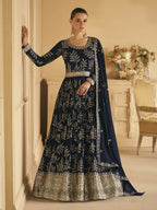 Myra Navy Blue Georgette Embroidered Designer Suit