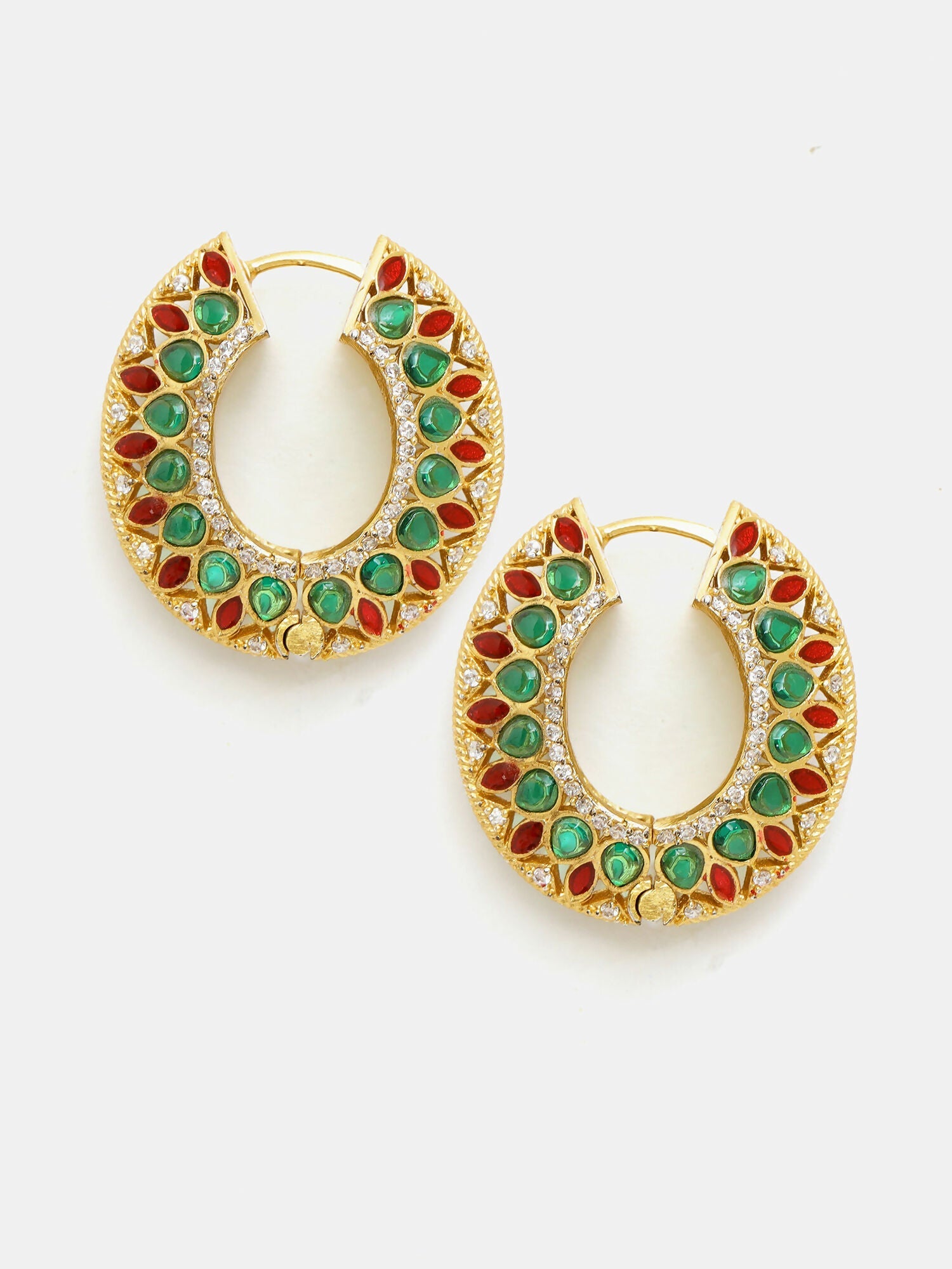 Ruby Raang Gold Polished Multi-Color Kundan Loops