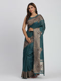 Shree Shyam Fashion Linen Cotton Sea Green Saree - Distacart