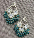 Jewel City Luxurious Polki Diamond and Rama Green Chandelier Earrings - Distacart