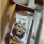 Jewel City Luxurious Polki Diamond and Wine Chandelier Earrings - Distacart