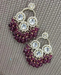 Jewel City Luxurious Polki Diamond and Wine Chandelier Earrings - Distacart