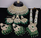 Jewel City Luxurious Pearl Kundan Bridal Jewelry Set - Necklace, Earrings, Tikka, and Long Necklace
