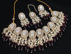 Jewel City Kundan Choker Necklace Set with Maroon Beads and Pearls - Traditional Indian Wedding Jewelry