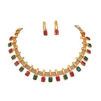 Jewel City Elegant Multi and Gold Mesh Necklace Set with Matching Earrings