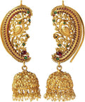 Jewel City Exquisite Gold-Plated Peacock Jhumka Earrings with Ruby and Emerald Accents - Distacart