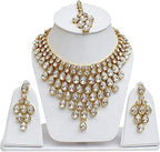 Jewel City Luxurious Gold-Plated Kundan Choker Necklace Set with Maang Tikka and Earrings