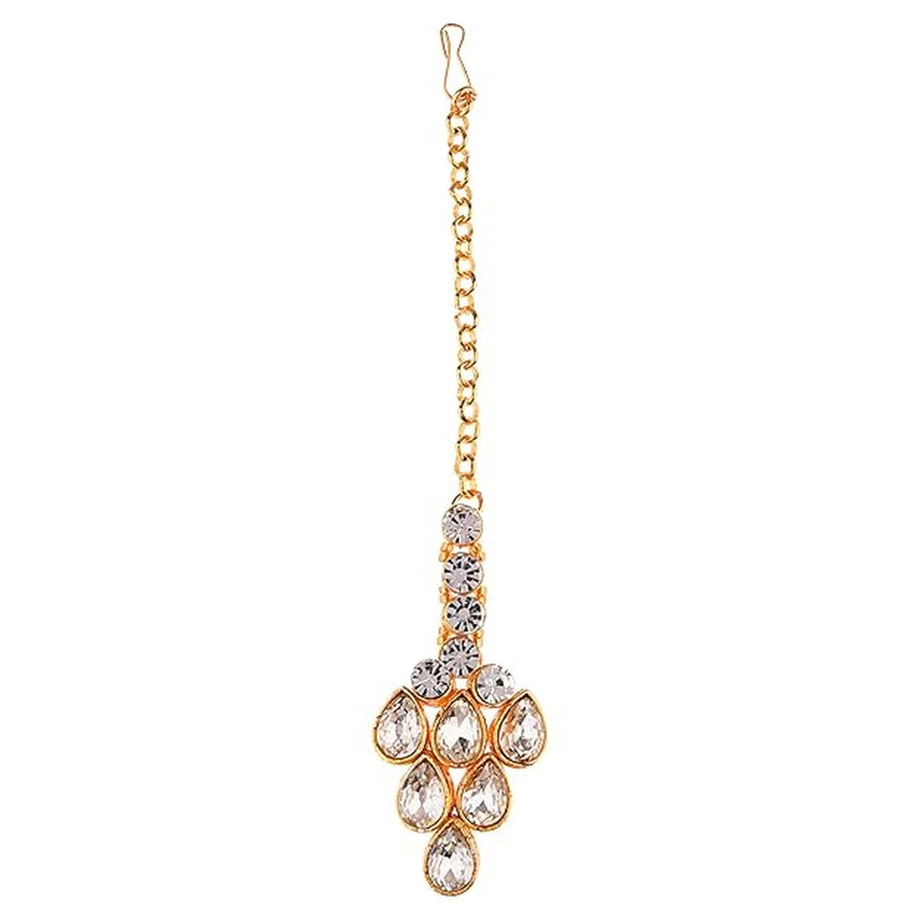 Jewel City Luxurious Gold-Plated Kundan Choker Necklace Set with Maang Tikka and Earrings
