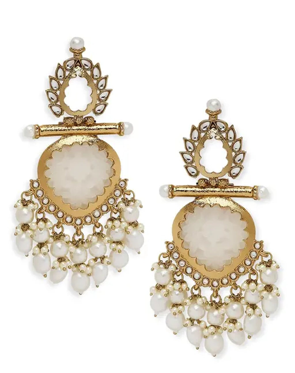 Jewel City Elegant Pearl and Crystal Chandelier Earrings - Luxurious Statement Jewelry - Distacart