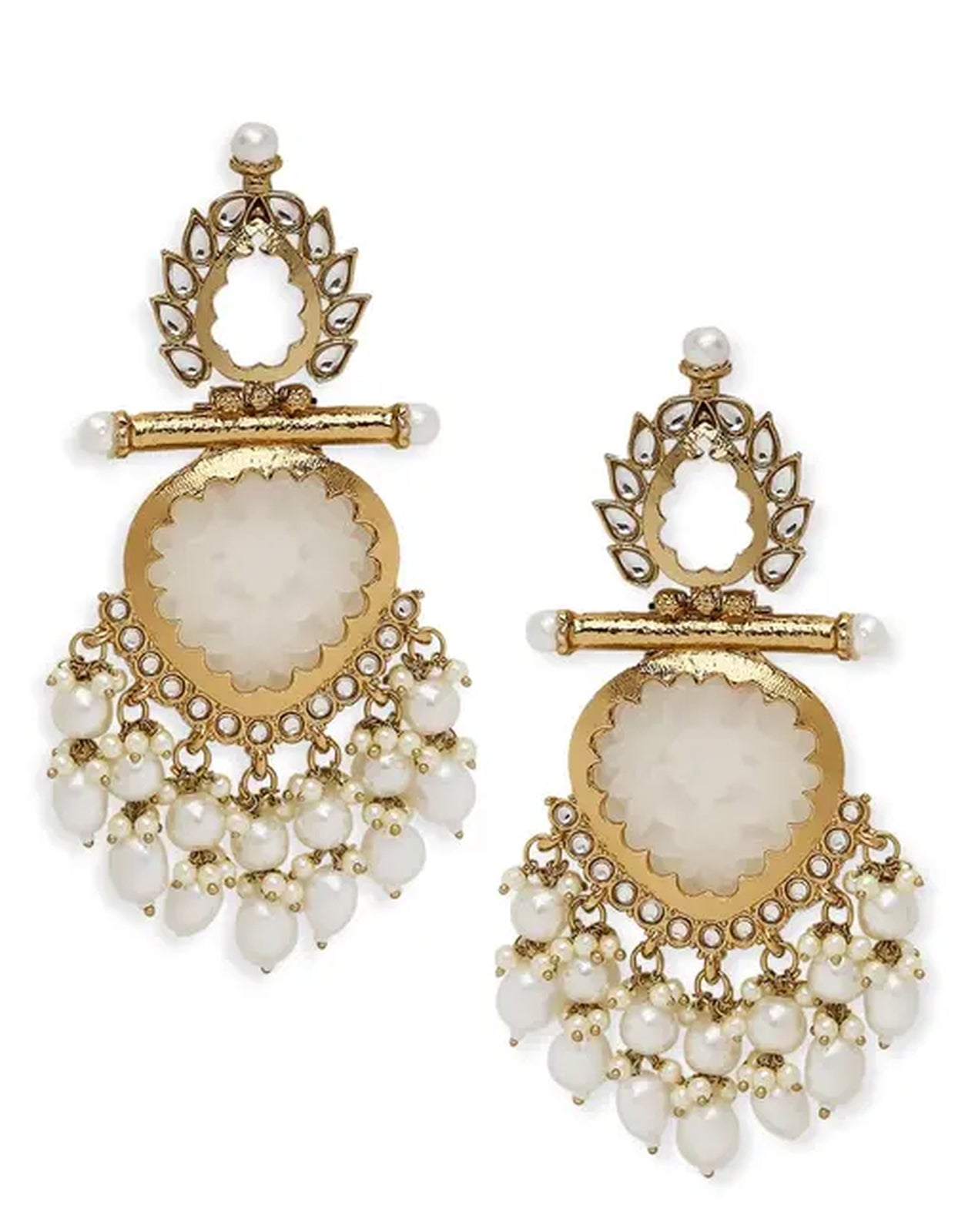Jewel City Elegant Pearl and Crystal Chandelier Earrings - Luxurious Statement Jewelry - Distacart