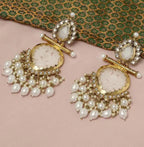 Jewel City Elegant Pearl and Crystal Chandelier Earrings - Luxurious Statement Jewelry - Distacart