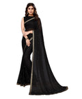 Vamika Goergette Silk Thread Work Black Bollywood Style Saree