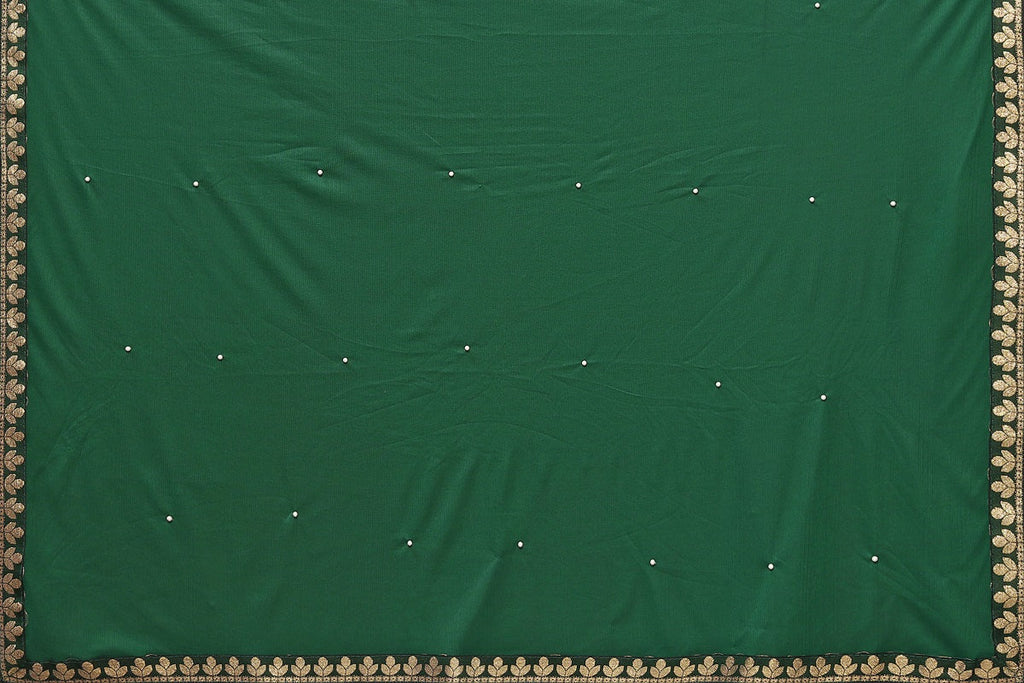 Vamika Goergette Silk Thread Work Green Bollywood Style Saree