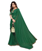 Vamika Goergette Silk Thread Work Green Bollywood Style Saree