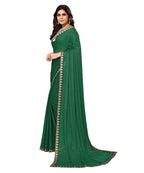 Vamika Goergette Silk Thread Work Green Bollywood Style Saree