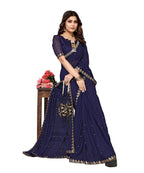 Vamika Goergette Silk Thread Work Navy Bollywood Style Saree
