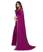 Vamika Goergette Silk Thread Work Purple Bollywood Style Saree
