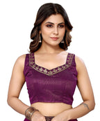 Vamika Goergette Silk Thread Work Purple Bollywood Style Saree