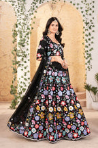Eilara Flower Designer Black Lehenga For Reception